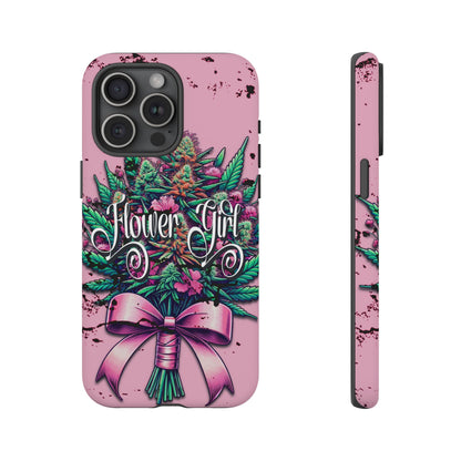 Coquette Grunge-Themed Tough Cell Phone Cases: Cannabis & Wildflower Bouquet Design