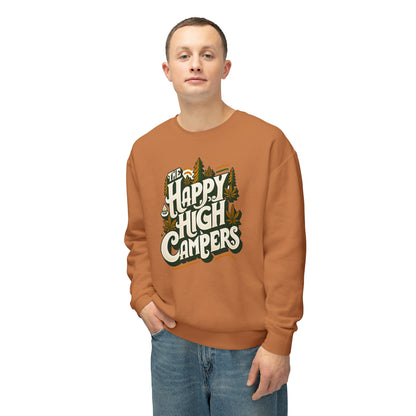 Happy High Campers Crewneck Sweatshirt: Retro Cannabis Camping Vibes Comfort Colors 1466 Unisex Lightweight Crewneck  Sweatshirt - 6 Retro Colors!