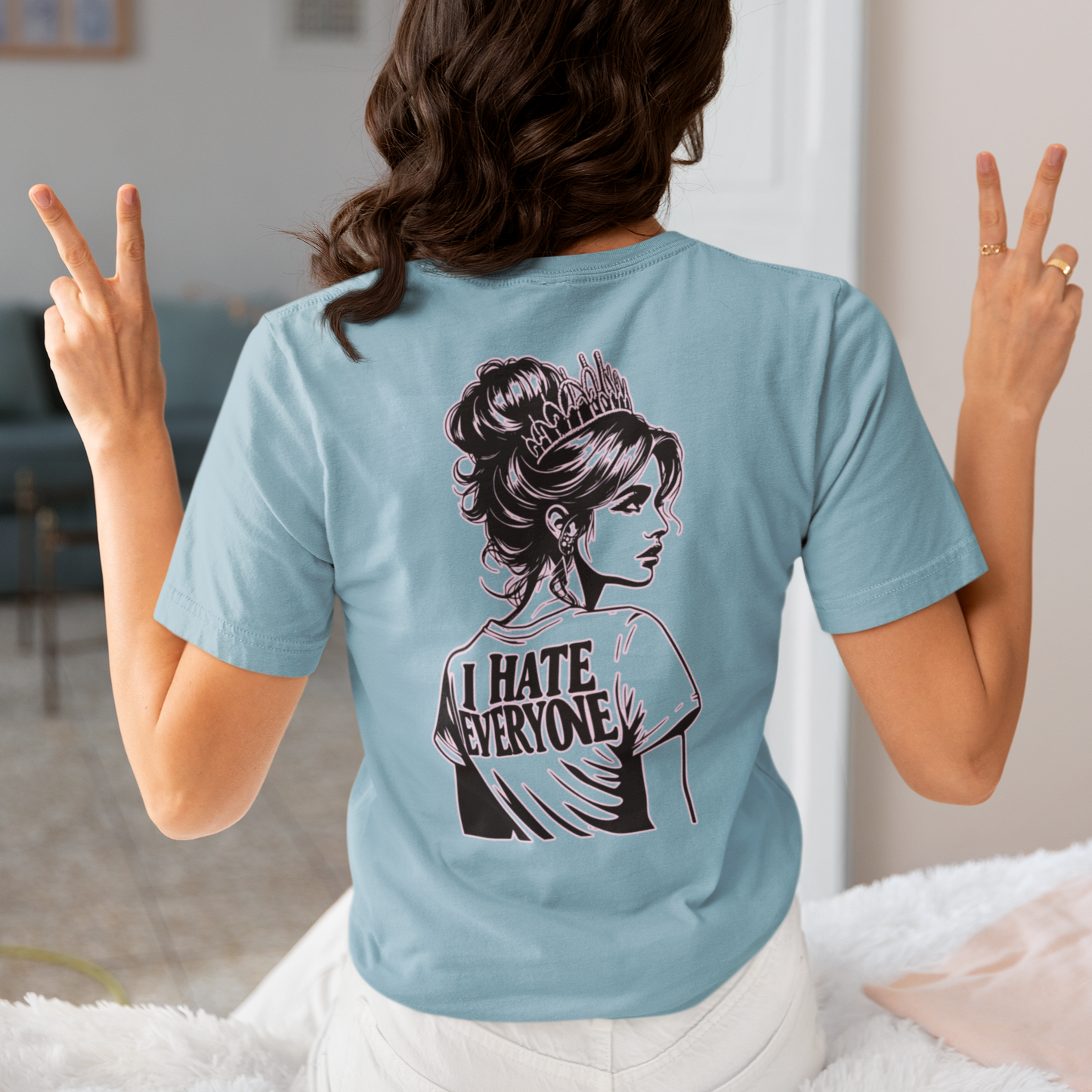 Introvert Shirt-I Hate Everyone - Unique Line Drawing in 8 Pastel Spring Colors Unisex Jersey Short Sleeve Tee