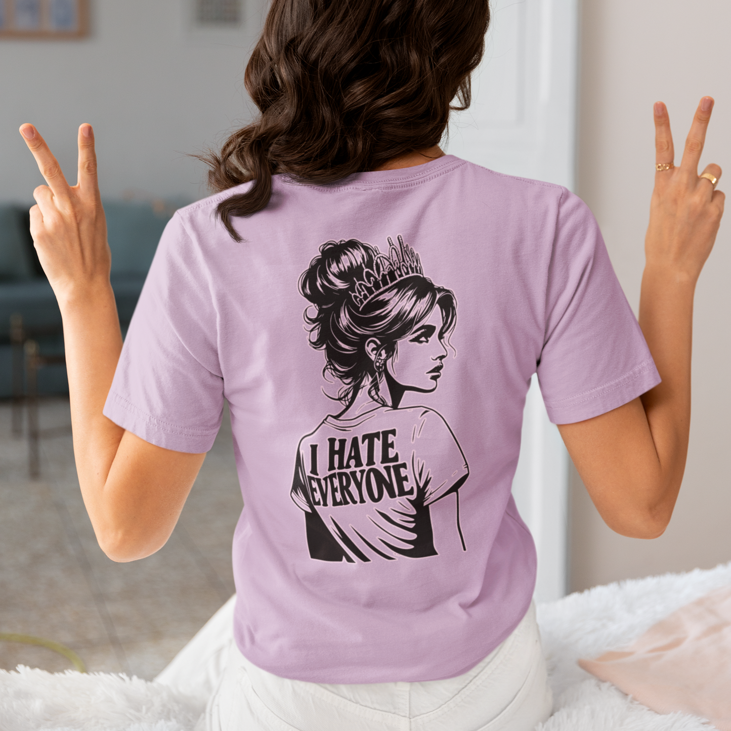 Introvert Shirt-I Hate Everyone - Unique Line Drawing in 8 Pastel Spring Colors Unisex Jersey Short Sleeve Tee