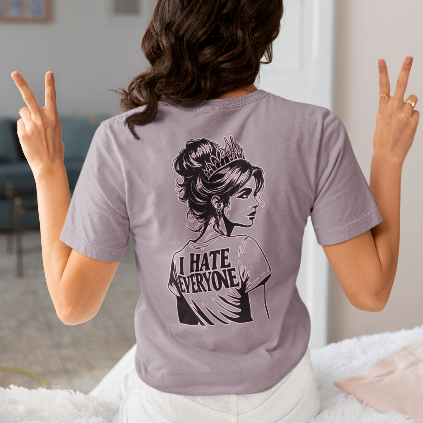 Introvert Shirt-I Hate Everyone - Unique Line Drawing in 8 Pastel Spring Colors Unisex Jersey Short Sleeve Tee