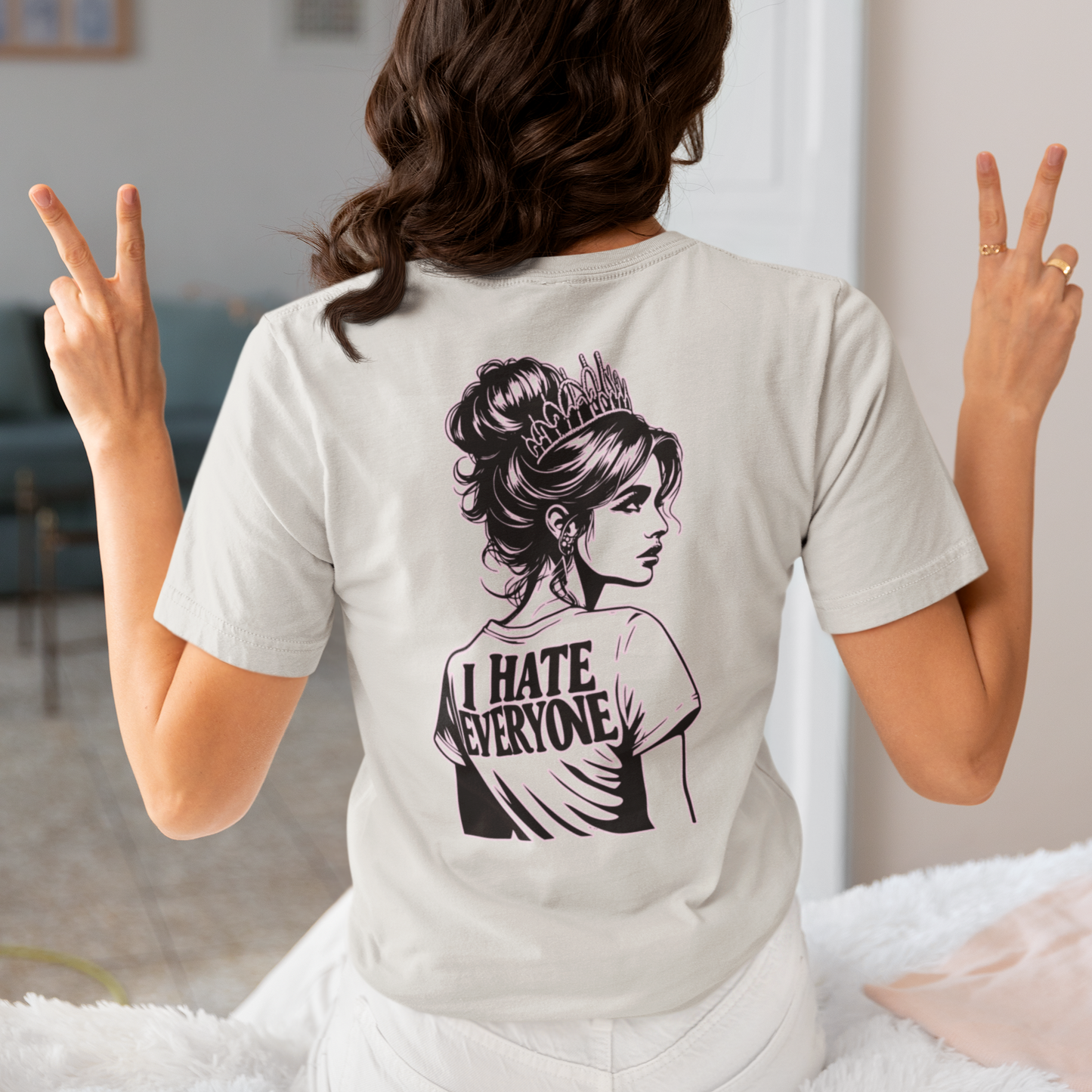 Introvert Shirt-I Hate Everyone - Unique Line Drawing in 8 Pastel Spring Colors Unisex Jersey Short Sleeve Tee