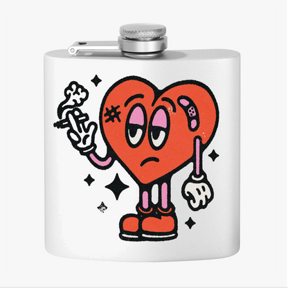 Pink Smoking Heart Flask, 6oz Insulated Stainless Steel