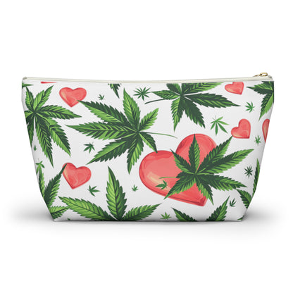 Organic Charm: Cannabis Red Heart Travel Accessory Pouch - Small & Large Sizes Available