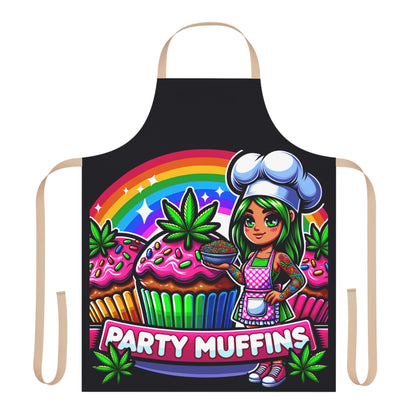 Party Muffins Unisex Apron - 5 Strap Colors | Cannabis Baking Cupcake Design