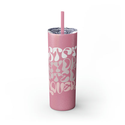 Glitter Skinny Tumbler with Matching Straw, Stay Hydrated Lover 20oz