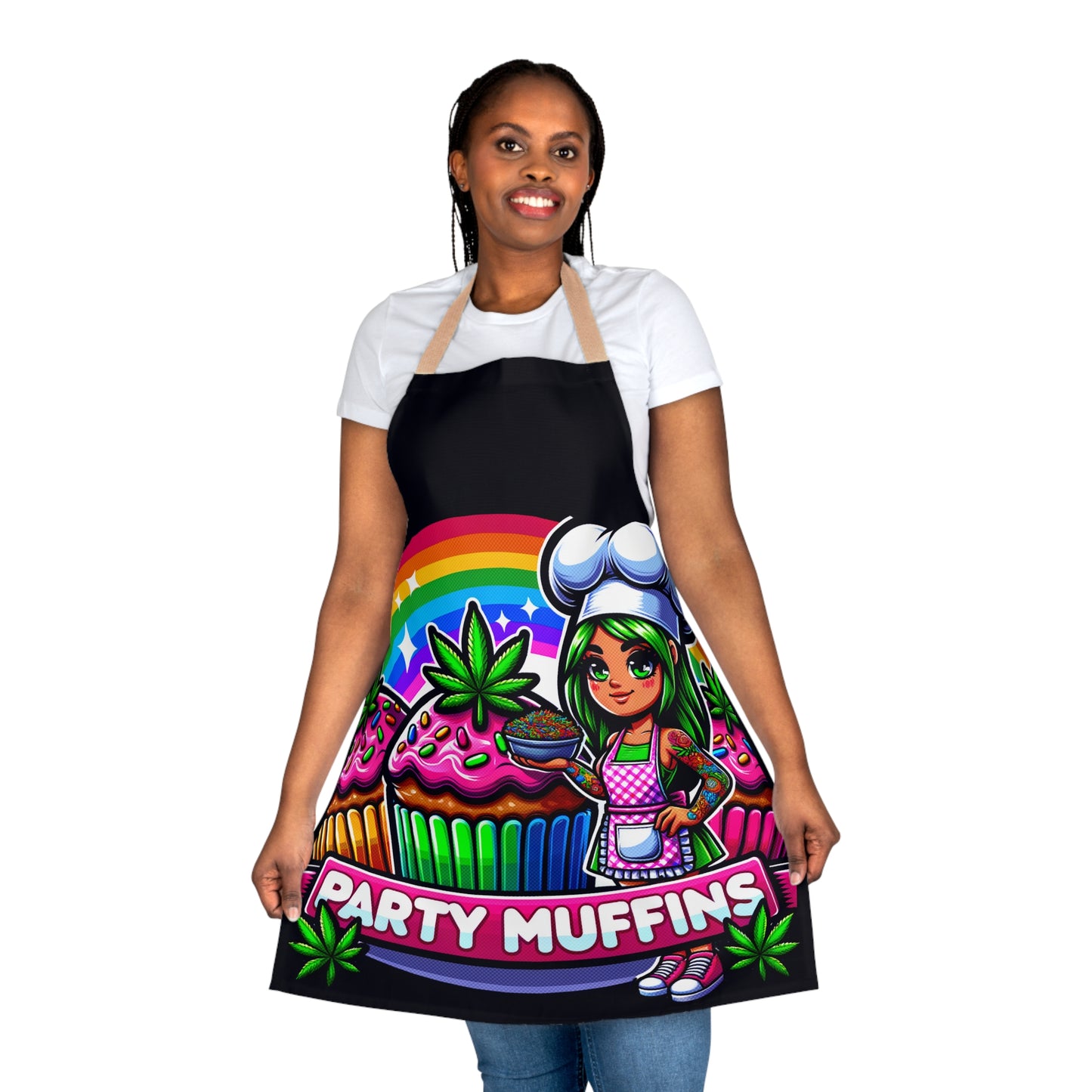 Party Muffins Unisex Apron - 5 Strap Colors | Cannabis Baking Cupcake Design