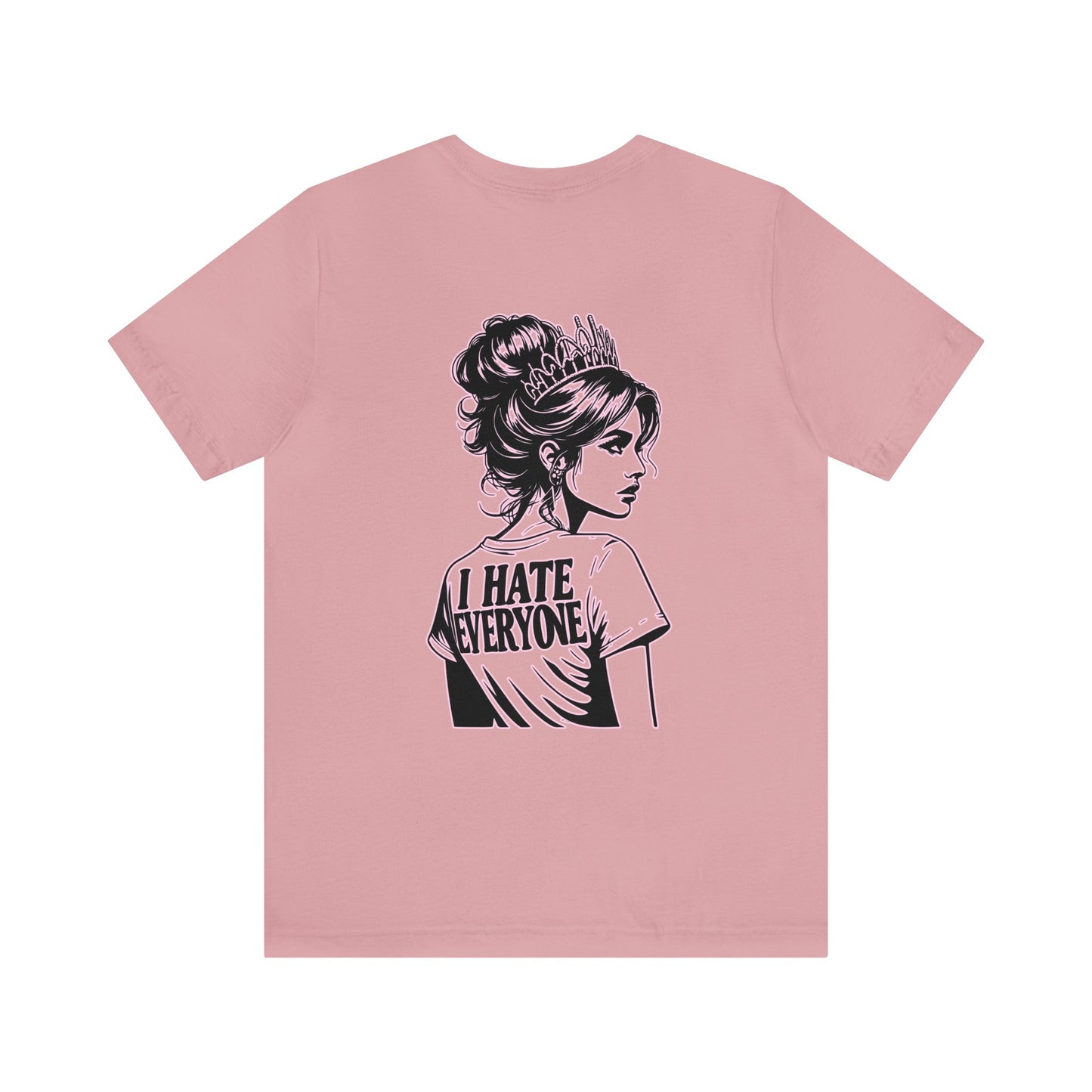 Introvert Shirt-I Hate Everyone - Unique Line Drawing in 8 Pastel Spring Colors Unisex Jersey Short Sleeve Tee