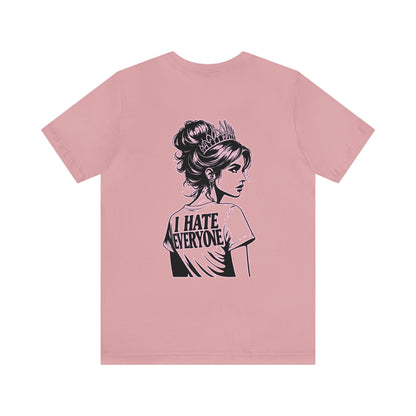 Introvert Shirt-I Hate Everyone - Unique Line Drawing in 8 Pastel Spring Colors Unisex Jersey Short Sleeve Tee