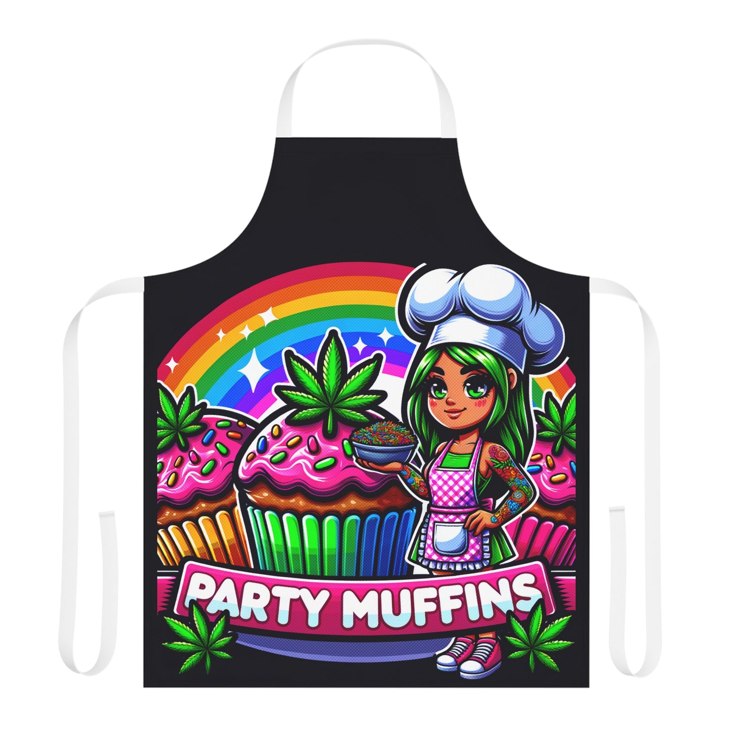 Party Muffins Unisex Apron - 5 Strap Colors | Cannabis Baking Cupcake Design