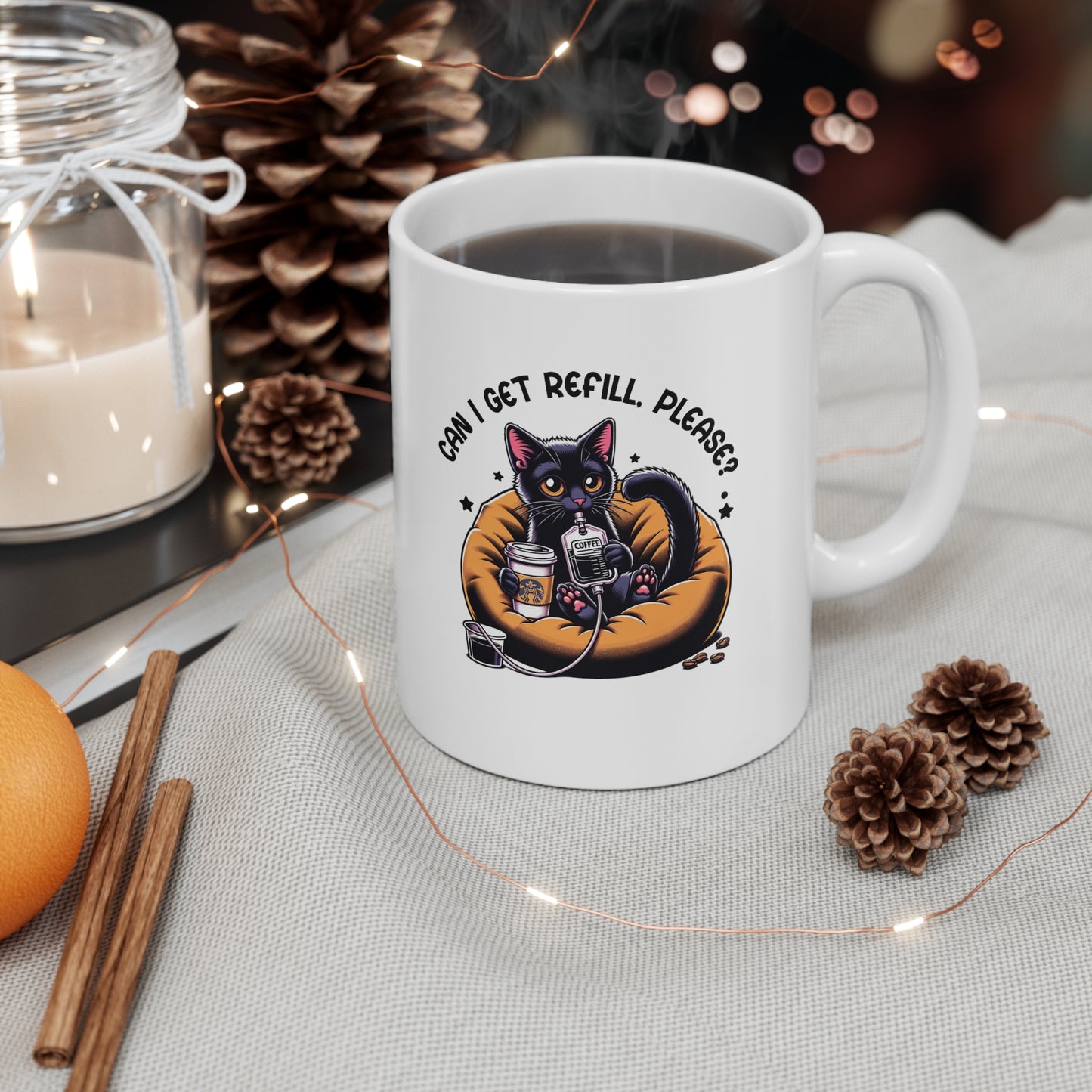 Cat Lovers and Coffee Refill Enthusiasts Ceramic Mug 11oz