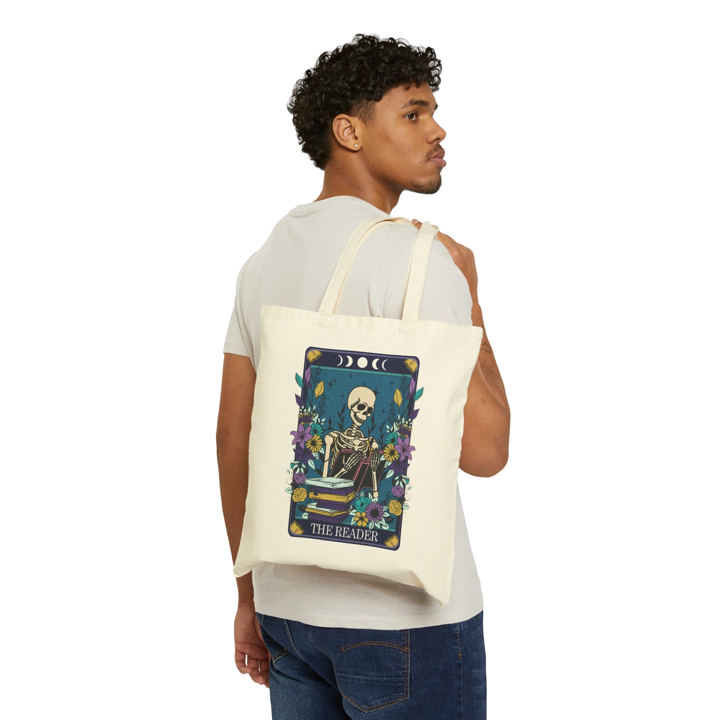 Reader Tarot Card Tote Bag | 100% Cotton Canvas | Natural & Black Colors 100% Cotton Canvas