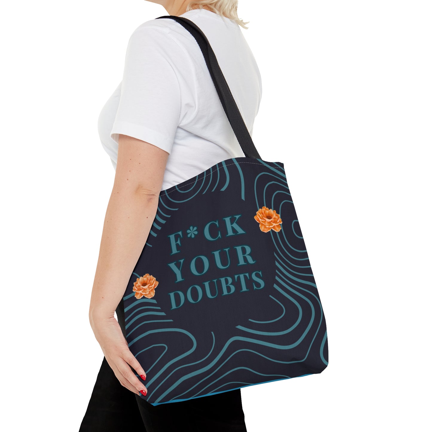 Crafting a respectful alternative with a similar sentiment: "Challenge Your Doubts" Tote Bag