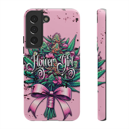 Coquette Grunge-Themed Tough Cell Phone Cases: Cannabis & Wildflower Bouquet Design