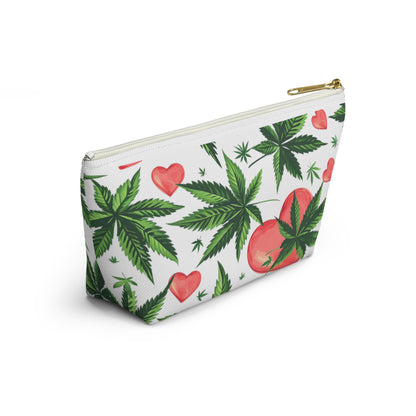 Organic Charm: Cannabis Red Heart Travel Accessory Pouch - Small & Large Sizes Available