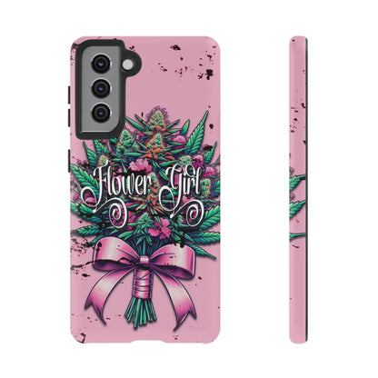 Coquette Grunge-Themed Tough Cell Phone Cases: Cannabis & Wildflower Bouquet Design