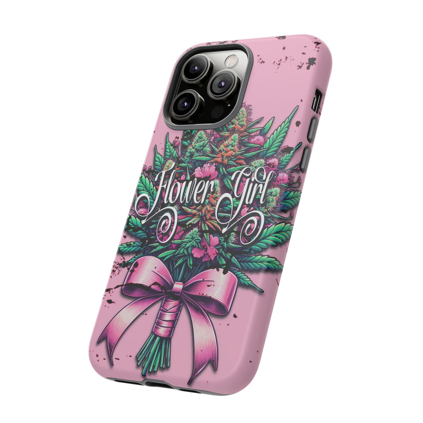 Coquette Grunge-Themed Tough Cell Phone Cases: Cannabis & Wildflower Bouquet Design