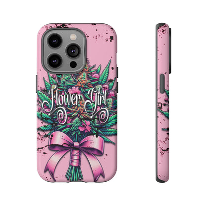 Coquette Grunge-Themed Tough Cell Phone Cases: Cannabis & Wildflower Bouquet Design