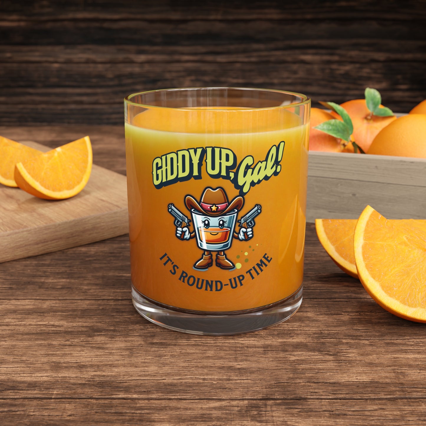 Western Cocktail Glass Set: Giddy Up Gal, Round Up Time Shooter Cocktail Glass 10oz