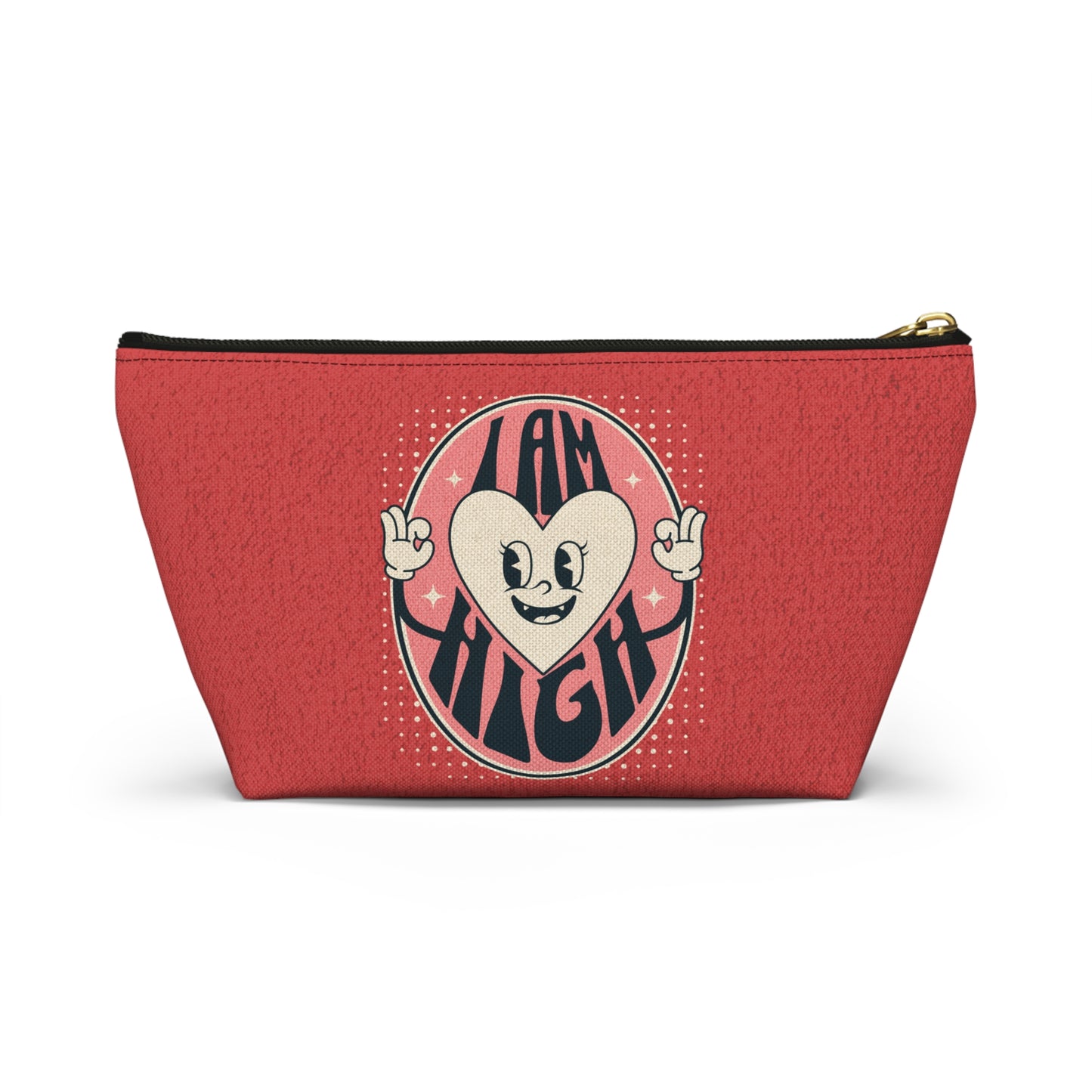 I am High Sassy Vintage Red Happy Heart Mascot-Cannabis Accessory Pouch w T-bottom : Small & Large Sizes