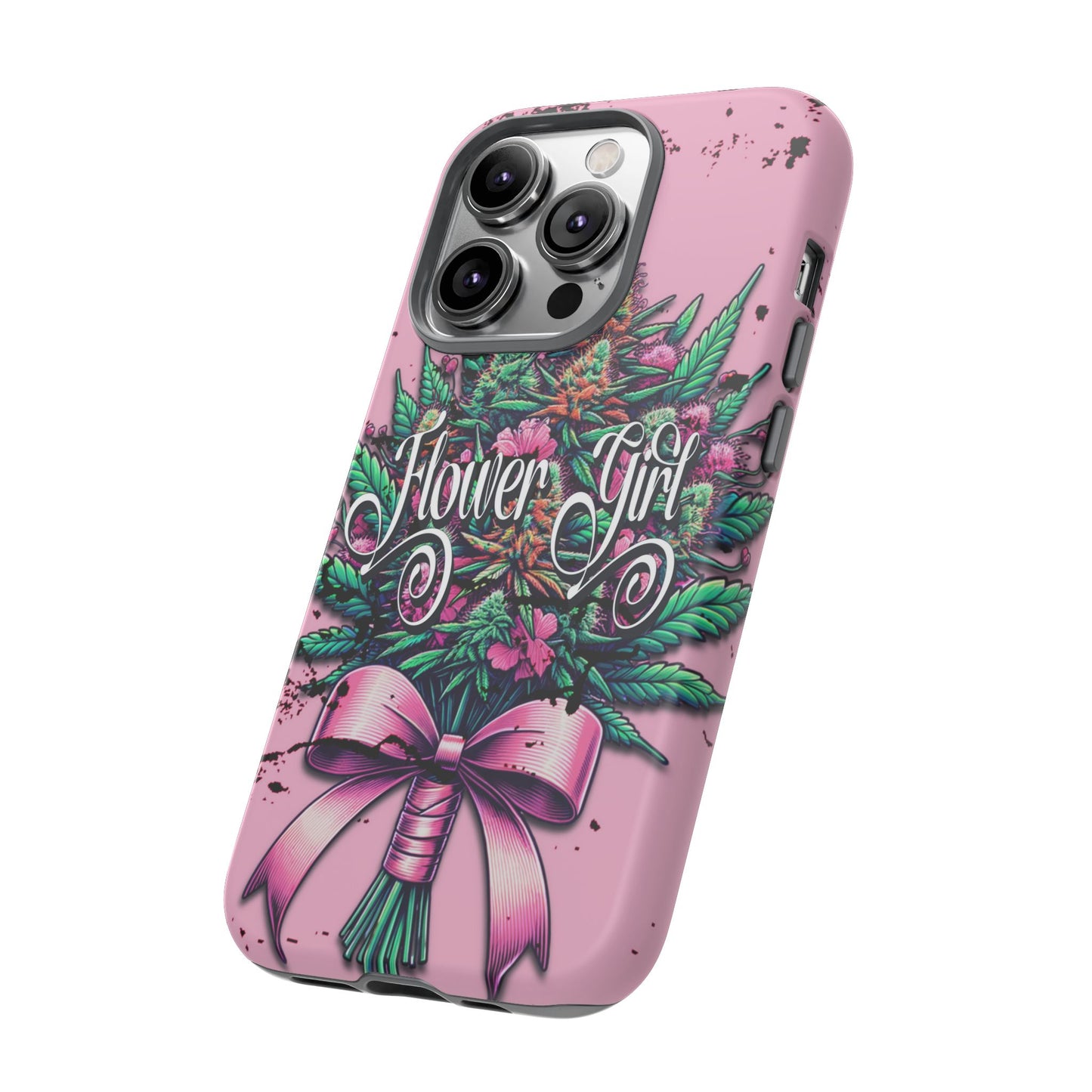 Coquette Grunge-Themed Tough Cell Phone Cases: Cannabis & Wildflower Bouquet Design