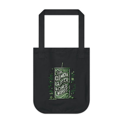 Exclusive Coffee and Glitter Design for Organic Canvas Tote Bag