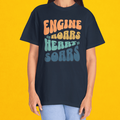 Rev Up in Style Drag Racing Oversized Shirt - Engine Roars, Heart Soars I 6 Retro Colors Unisex Garment-Dyed Comfort Colors 1717 T-shirt