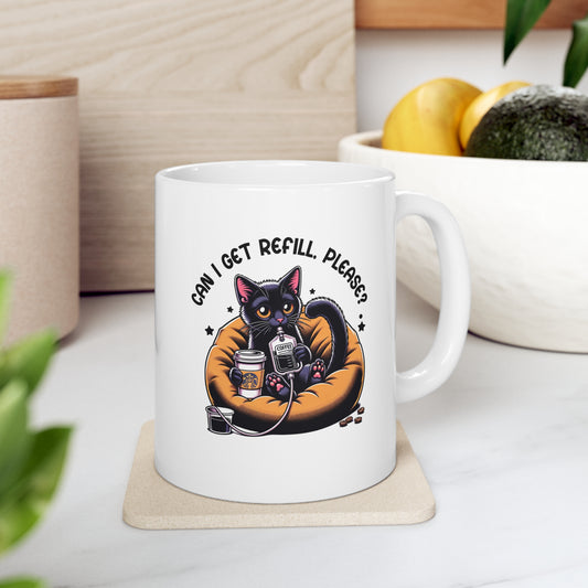 Cat Lovers and Coffee Refill Enthusiasts Ceramic Mug 11oz