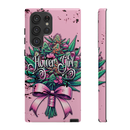 Coquette Grunge-Themed Tough Cell Phone Cases: Cannabis & Wildflower Bouquet Design