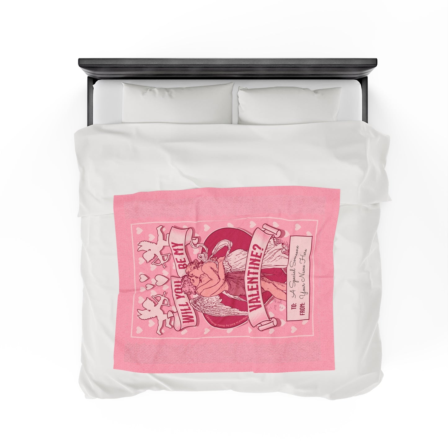 Personalized Be My Valentine Velveteen Pink Plush Blanket