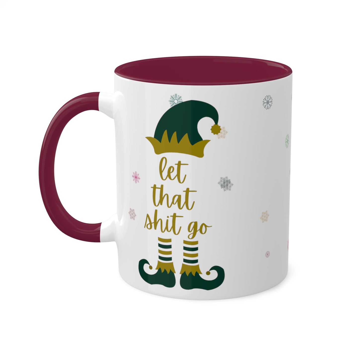 Elf on the Shelf White Mugs with Colorful Handles 11oz