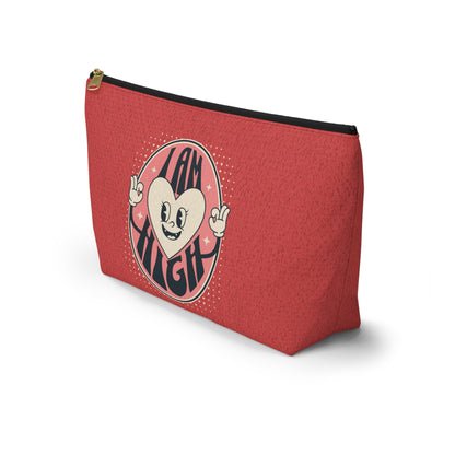 I am High Sassy Vintage Red Happy Heart Mascot-Cannabis Accessory Pouch w T-bottom : Small & Large Sizes