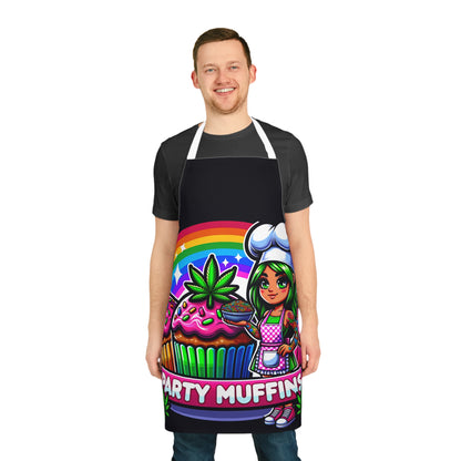 Party Muffins Unisex Apron - 5 Strap Colors | Cannabis Baking Cupcake Design