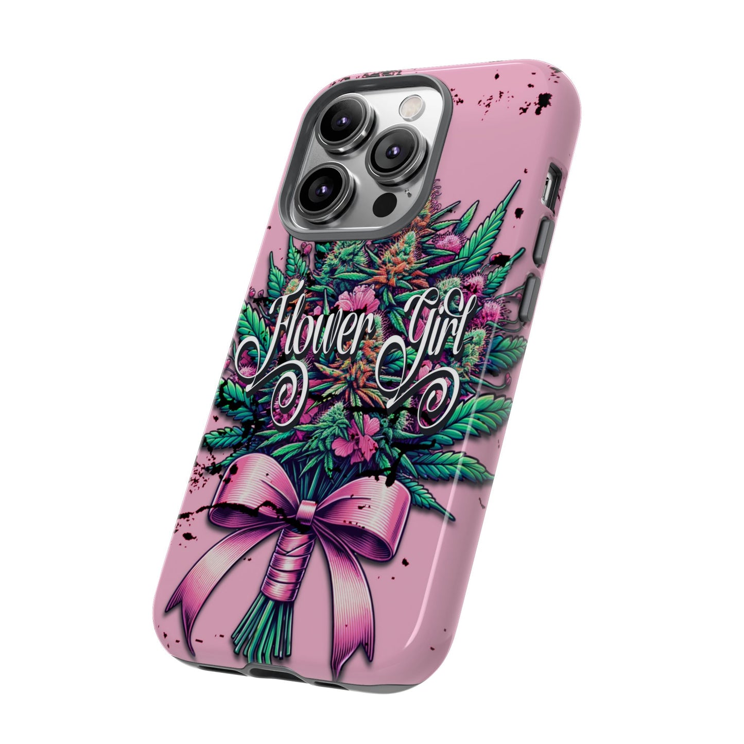 Coquette Grunge-Themed Tough Cell Phone Cases: Cannabis & Wildflower Bouquet Design