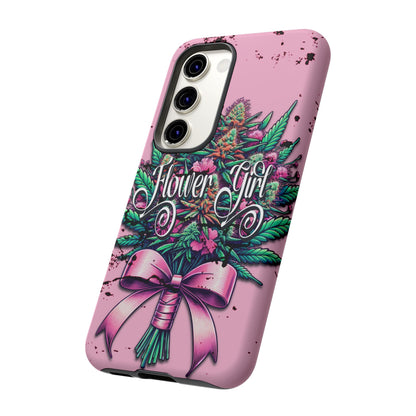 Coquette Grunge-Themed Tough Cell Phone Cases: Cannabis & Wildflower Bouquet Design