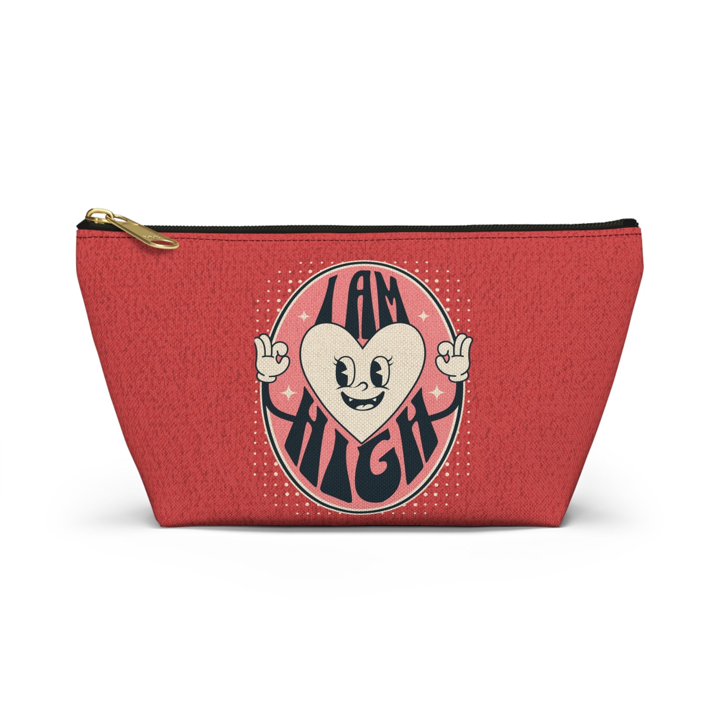 I am High Sassy Vintage Red Happy Heart Mascot-Cannabis Accessory Pouch w T-bottom : Small & Large Sizes