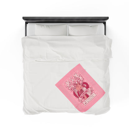 Personalized Be My Valentine Velveteen Pink Plush Blanket