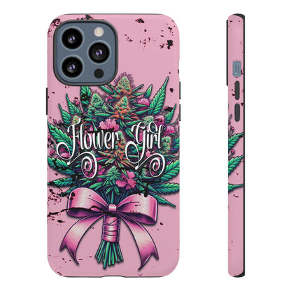 Coquette Grunge-Themed Tough Cell Phone Cases: Cannabis & Wildflower Bouquet Design