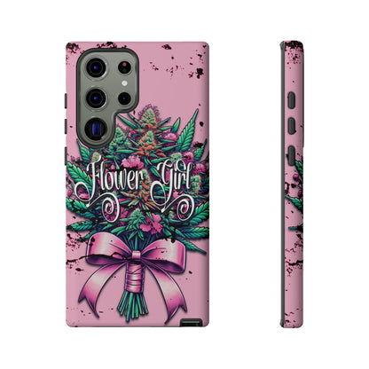 Coquette Grunge-Themed Tough Cell Phone Cases: Cannabis & Wildflower Bouquet Design