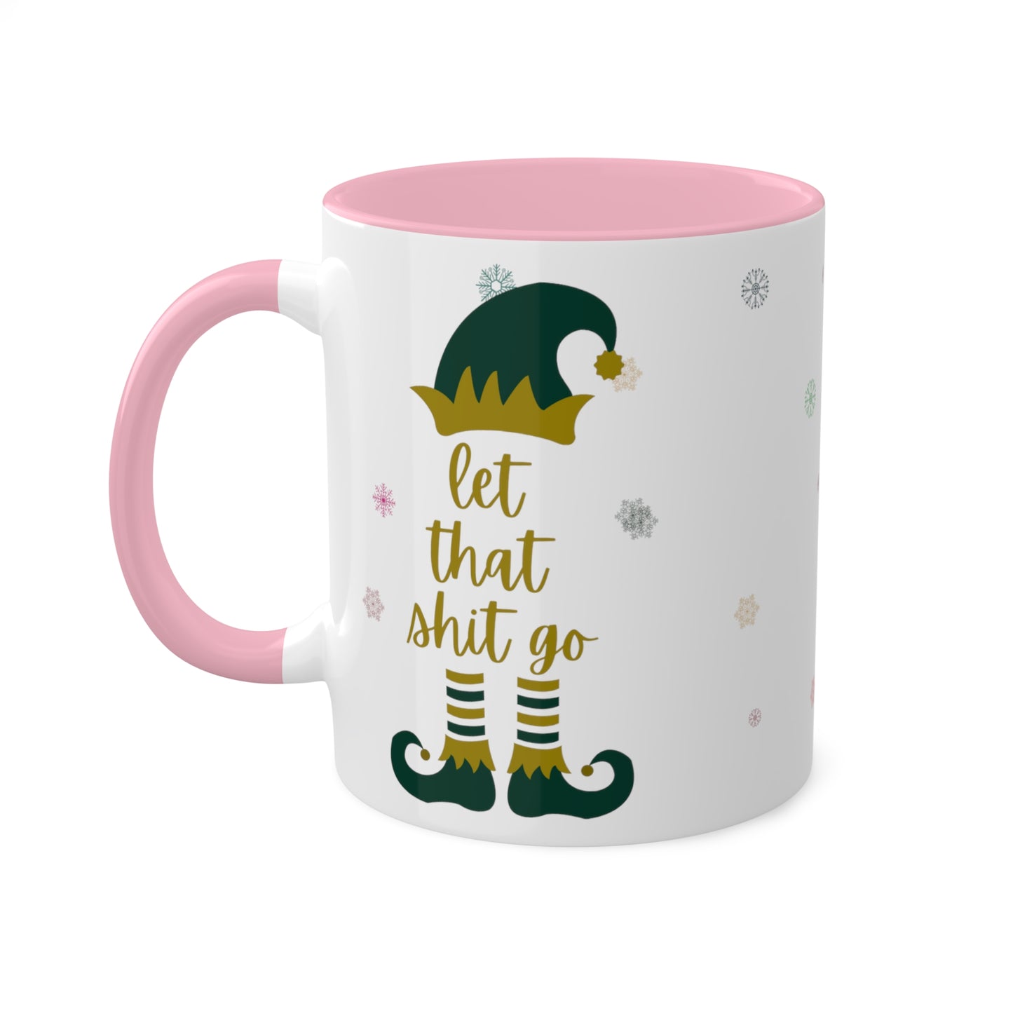 Elf on the Shelf White Mugs with Colorful Handles 11oz