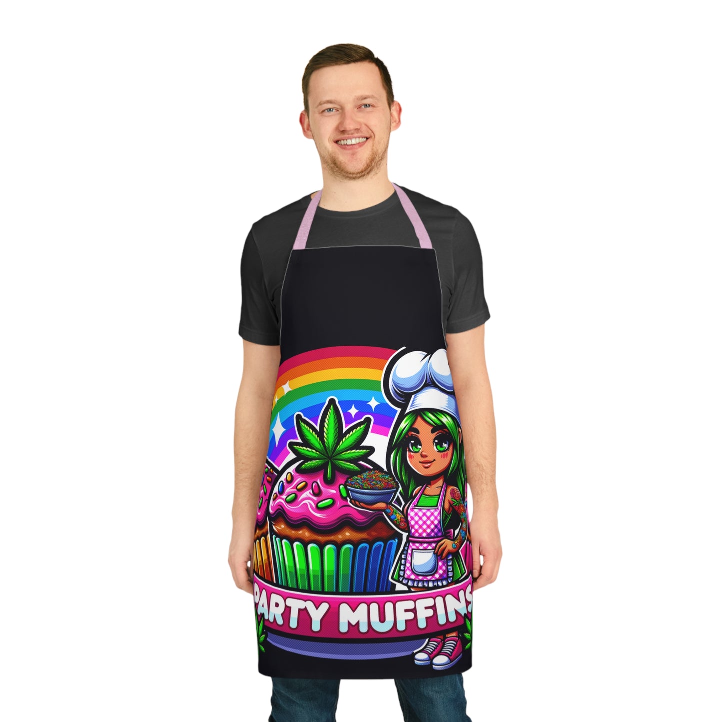 Party Muffins Unisex Apron - 5 Strap Colors | Cannabis Baking Cupcake Design