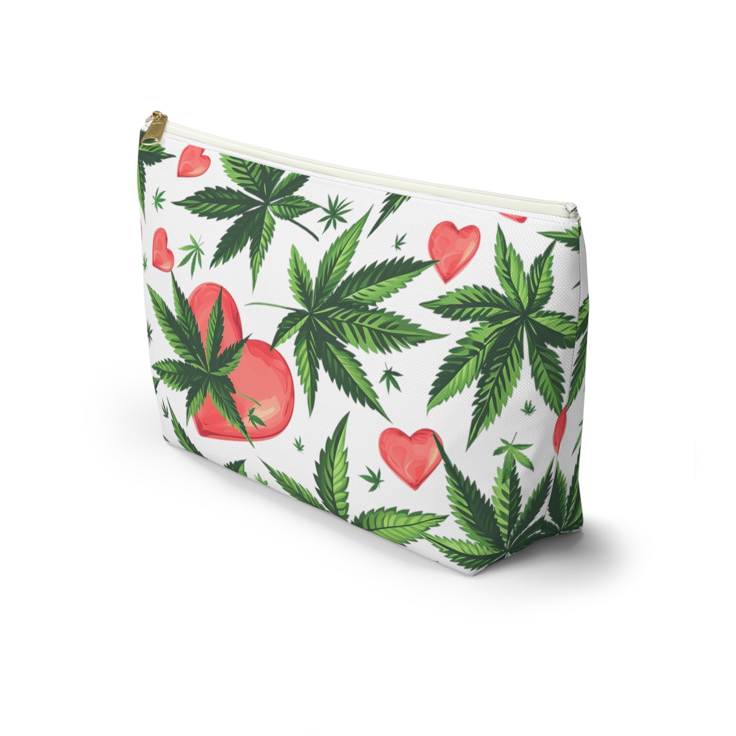 Organic Charm: Cannabis Red Heart Travel Accessory Pouch - Small & Large Sizes Available