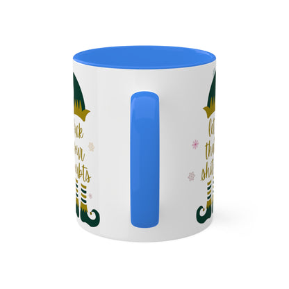 Elf on the Shelf White Mugs with Colorful Handles 11oz