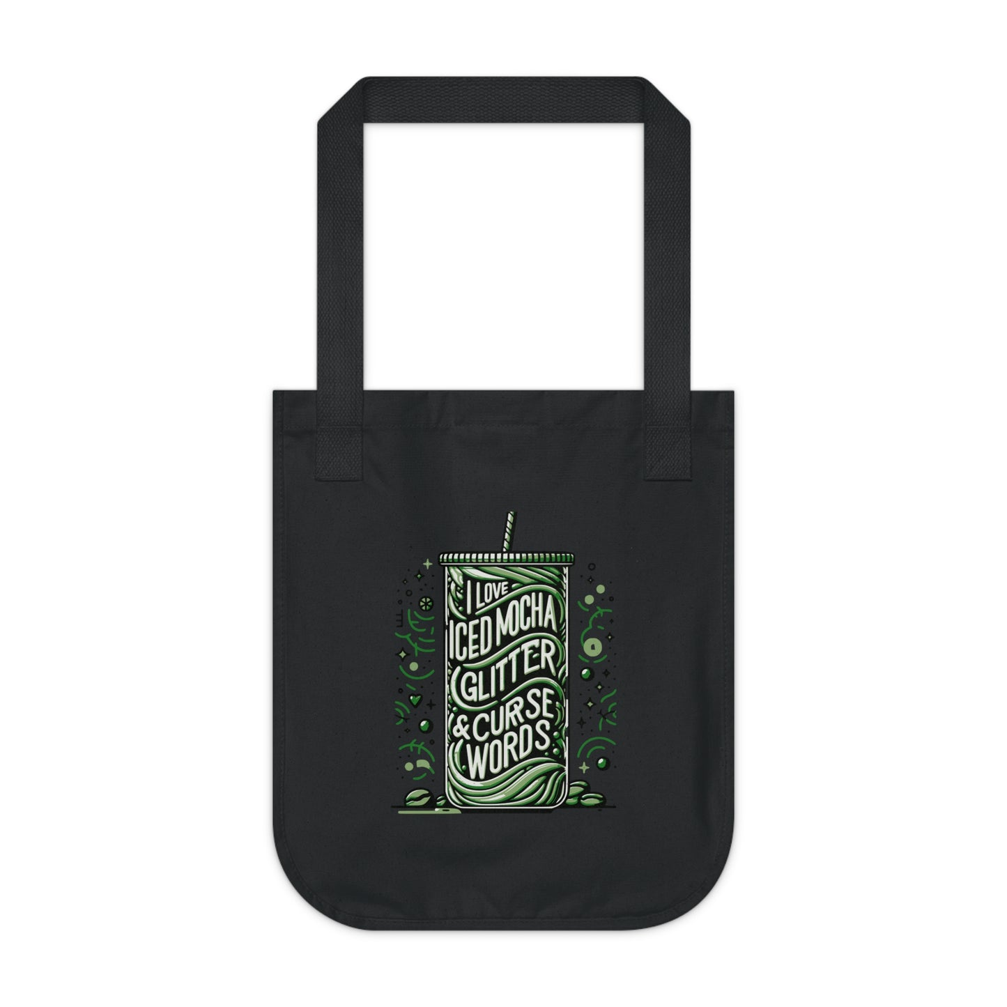 Exclusive Coffee and Glitter Design for Organic Canvas Tote Bag