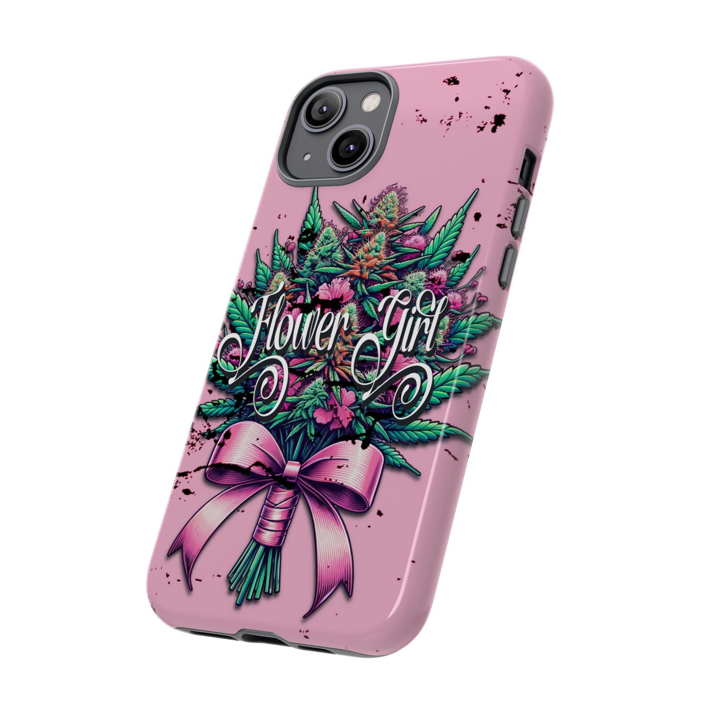 Coquette Grunge-Themed Tough Cell Phone Cases: Cannabis & Wildflower Bouquet Design