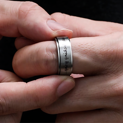 Keep Fucking Going Spinner Ring | Silver & Black Stainless Steel Anxiety Ring Includes a Novel Ring Gift Box