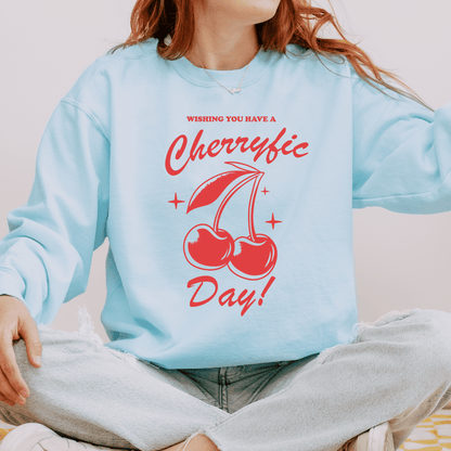 Cozy Chic: Comfort Colors 1566 Unisex Sweatshirt with Coquette Oversized Cherry Design Available in 6 Pastel Colors