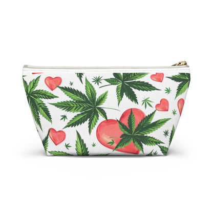 Organic Charm: Cannabis Red Heart Travel Accessory Pouch - Small & Large Sizes Available