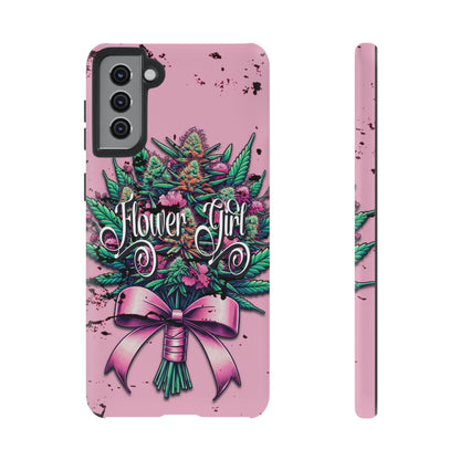 Coquette Grunge-Themed Tough Cell Phone Cases: Cannabis & Wildflower Bouquet Design