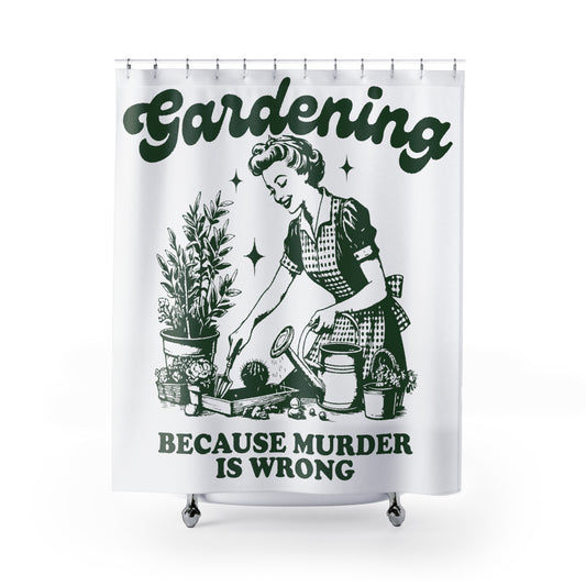 Vintage Housewife Gardening Shower Curtain | 71"x74" Polyester Print